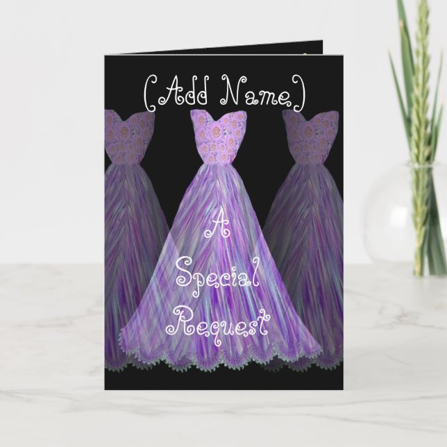 Convite NOME PERSONALIZADO - Roupa do VIOLET da Bridesmaid (Frente)