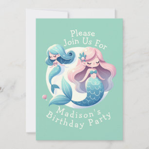 Convite Nome Personalizado Tema da Sereia da Sereia da Ser