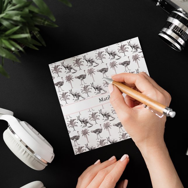 Convite Nome Personalizado Vintage Canguru & Avestruz (Criador carregado)
