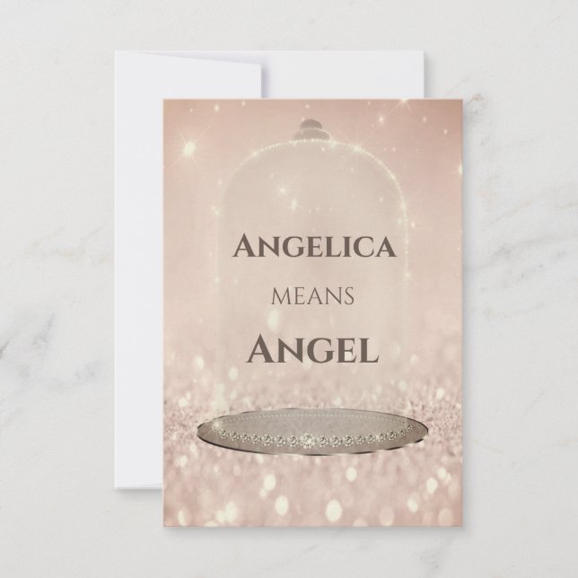 Convite Nome significa Angelica Glitter Rosa Sweet 16th (Frente)