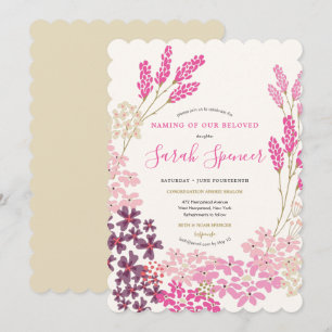 Convite Nomeação de Bebê Meadow Rosa/Bat Simchat