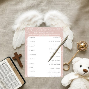Convite Nomes Bíblicos de Bebê Rosa Celestial Correspondem