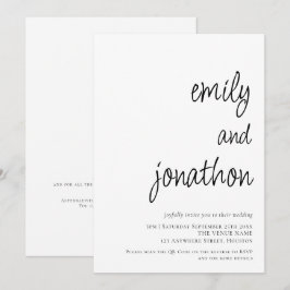 Convite Nomes de Letra Moderna Código QR Casamento