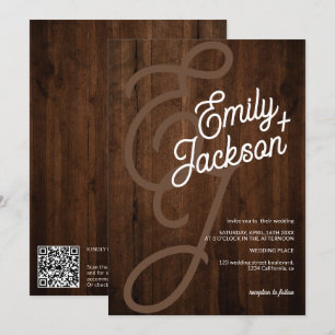 Convite Nomes de monograma a negrito madeira russa código 