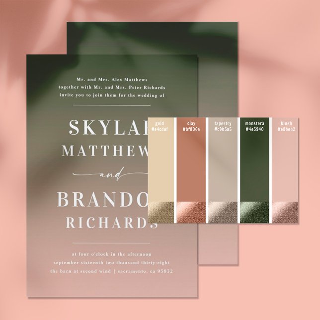 Convite Nomes de Negrito Simples Blush e Casamento de Ombr (Criador carregado)