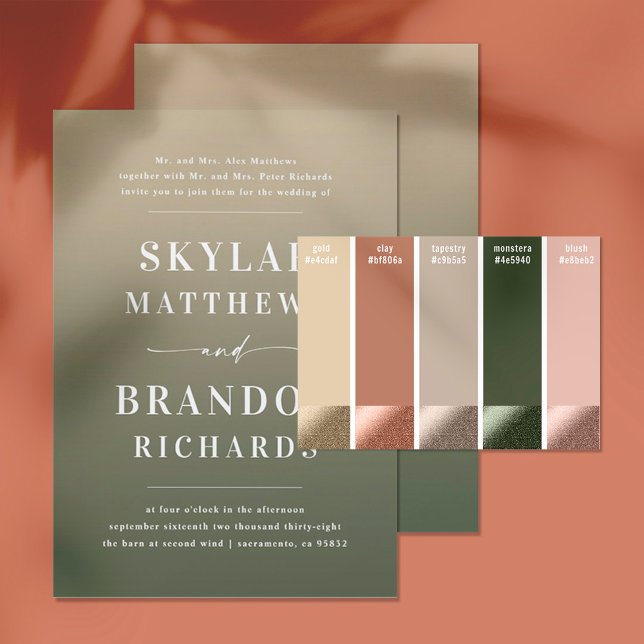 Convite Nomes de Negrito Simples Casamento de Cavalos Verd (Criador carregado)