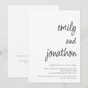 Convite Nomes de Roteiro Moderno Código QR Casamento