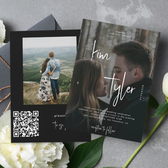 Convite Nomes de script de QR CODE moderno para fotos de c (Criador carregado)