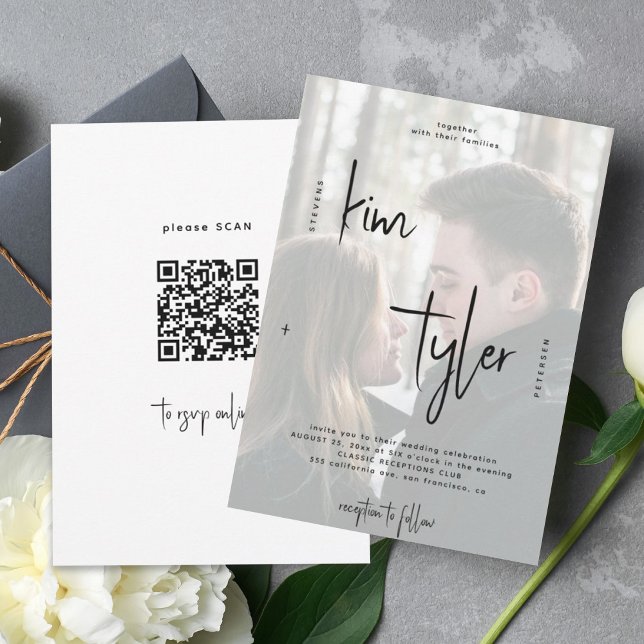 Convite Nomes de script de QR CODE modernos para foto de c (Criador carregado)