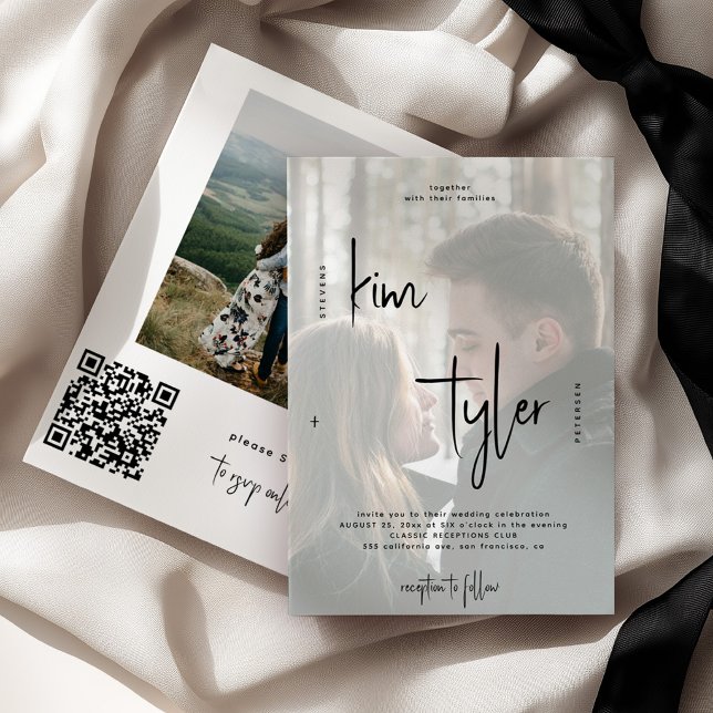 Convite Nomes de script de QR CODE modernos para fotos de  (Criador carregado)