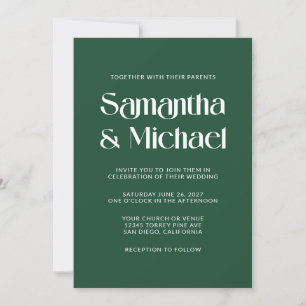 Convite Nomes Decorativos Deep Pine e Branco Casamento