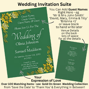 Convite Nomes dos Convidados, Casamento Verde Esmeralda e