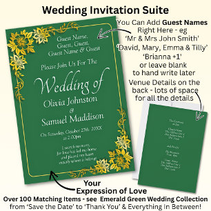 Convite Nomes dos Convidados, Casamento Verde Esmeralda e