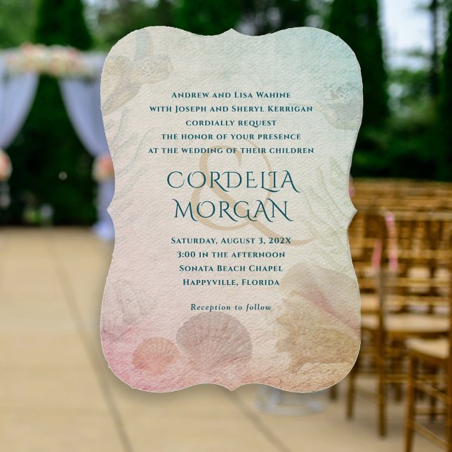 Convite Nomes dos Pais da Cerimônia de Casamento do Mar Vi (Criador carregado)