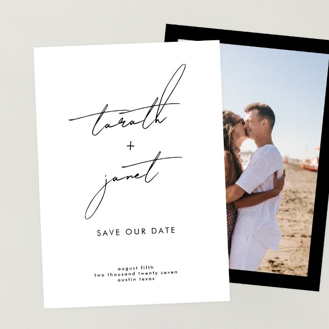 Convite NOMES ELEGANTES | 2 Fotografia QR Código Salvar NO (Criador carregado)