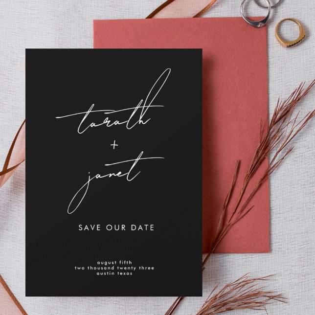 Convite NOMES ELEGANTES | Código QR de Fotografia Salvar N (Criador carregado)