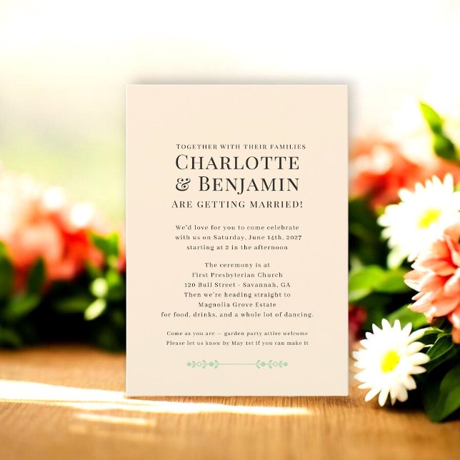 Convite Nomes modernos românticos de jardim de casamento c (Criador carregado)