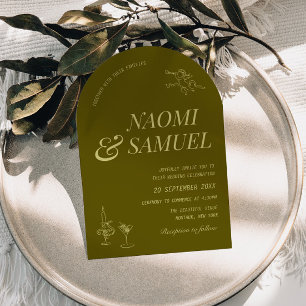 Convite Nomes Negros Arch Casamento Verde Oleícola