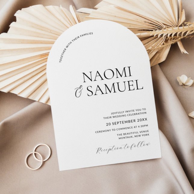 Convite Nomes Negros Modernos Arch Casamento Preto e Branc (Criador carregado)