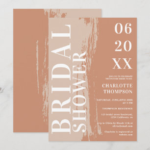 Convite Nomes negros modernos de terracotta Earth chá de p