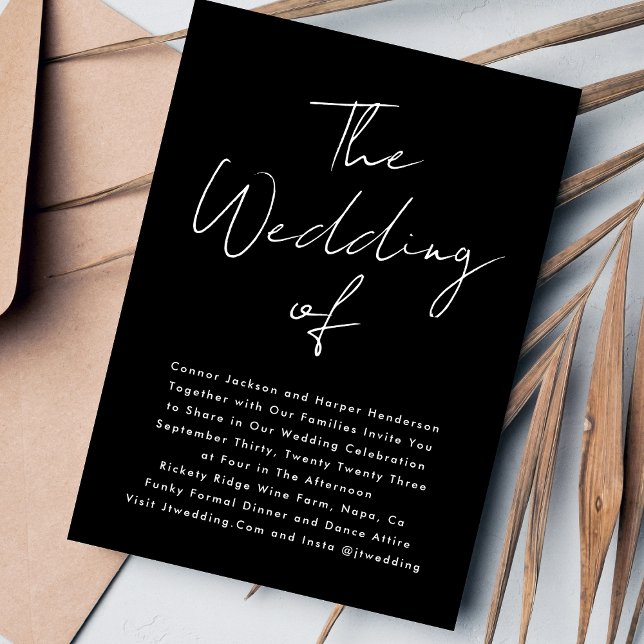 Convite Nomes Personalizados Branco Moderno E Preto O Casa (Criador carregado)