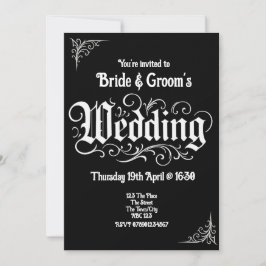 Convite Nomes Personalizados de Casamento de Metal Black R
