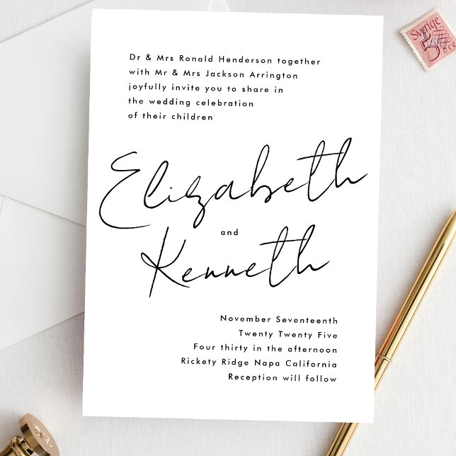 Convite Nomes Personalizados Modernos Simples Casamento Br (Criador carregado)