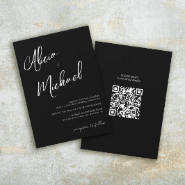Convite Nomes simples de casal script QR CODE casamento