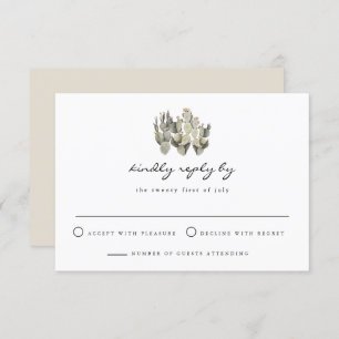 Convite Norah - Placa RSVP Boêmia de Pear Cactus em Pânico