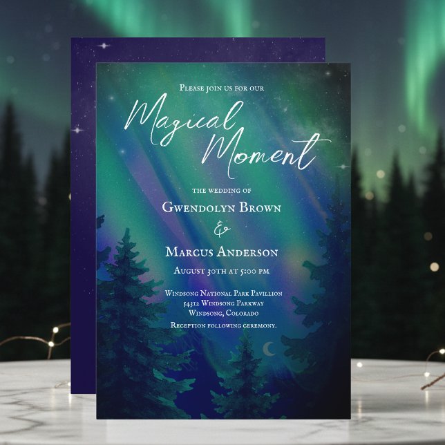 Convite Northern Lights Forrest Magical Moment Wedding  (Criador carregado)