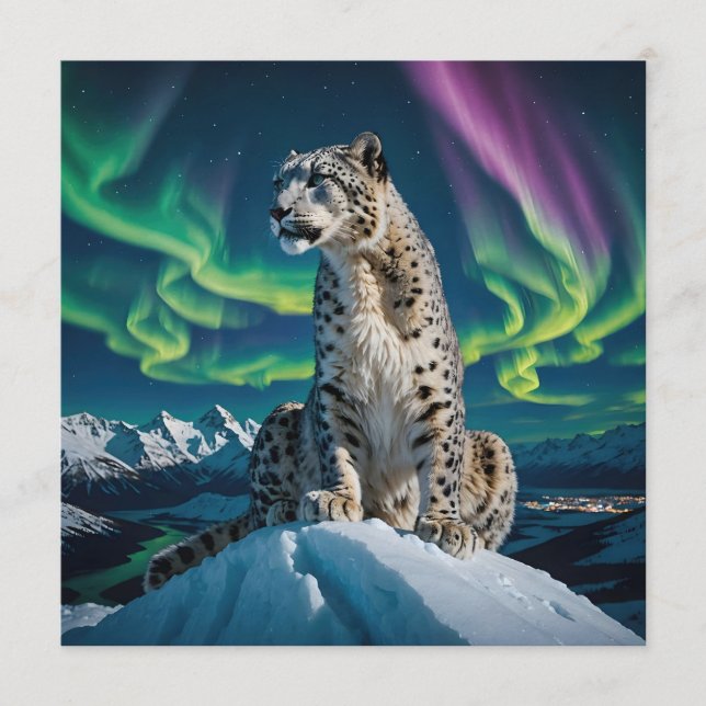 Convite “Northern Sky Wanderer” – Snow Leopard Portrait (Frente)