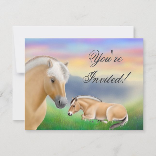 Convite norueguês dos cavalos do fiorde (Frente)