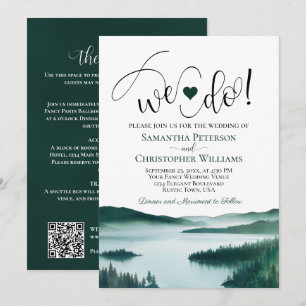 Convite Nós Aceitamos! Código QR de Casamento no Lago da M