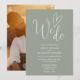Convite Nós Adoramos Foto De Coração Sage Casamento Verde