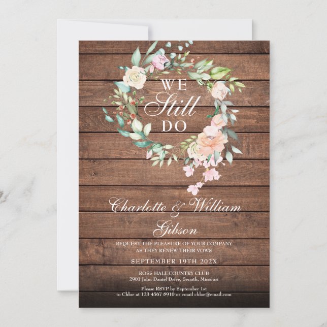 Convite Nós Ainda Fazemos Renovação de Votos Florais Rusti (Frente)