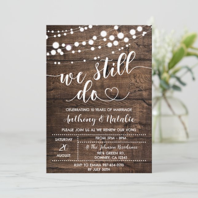 Convite Nós Ainda Fazemos Vow Renewart Rustic (Em pé/Frente)
