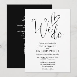 Convite Nós Amamos Códigos QR Casamento Preto e Branco