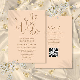 Convite Nós Amamos Coração Código QR Casamento Suave Pêsse