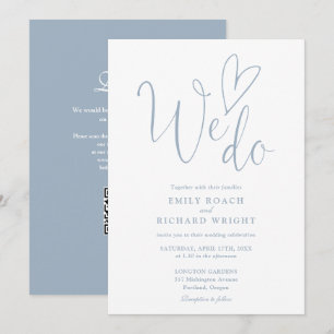 Convite Nós Amamos Coração Código QR Pó Azul Casamento