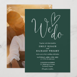 Convite Nós Amamos Coração Foto Esmeralda Verde Casamento