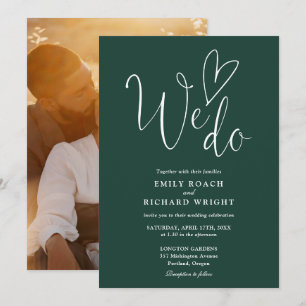 Convite Nós Amamos Coração Foto Esmeralda Verde Casamento