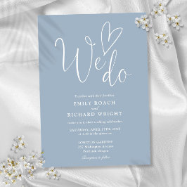 Convite Nós Amamos Coração Script Casamento Dusty Blue