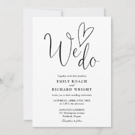 Convite Nós Amamos Coração Script Casamento Preto e Branco