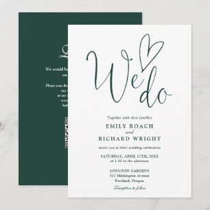 Convite Nós Amamos o Código QR Casamento Verde Esmeralda
