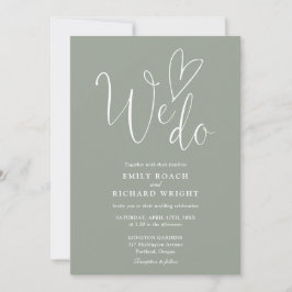 Convite Nós Amamos o Coração Script Sage Green Casamento