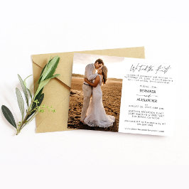 Convite Nós Amarrámos 1 Foto Vert de Recepção de Casamento