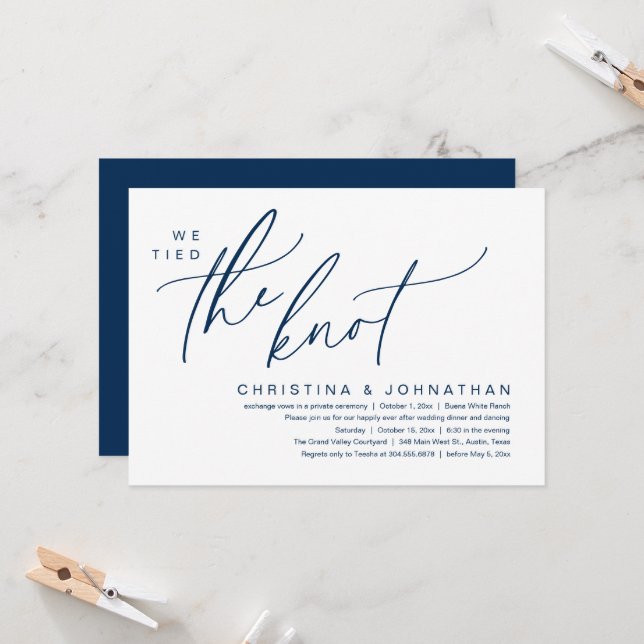 Convite Nós Amarramos O Janto Romântico De Elopemento De C (Frente/Verso In Situ)