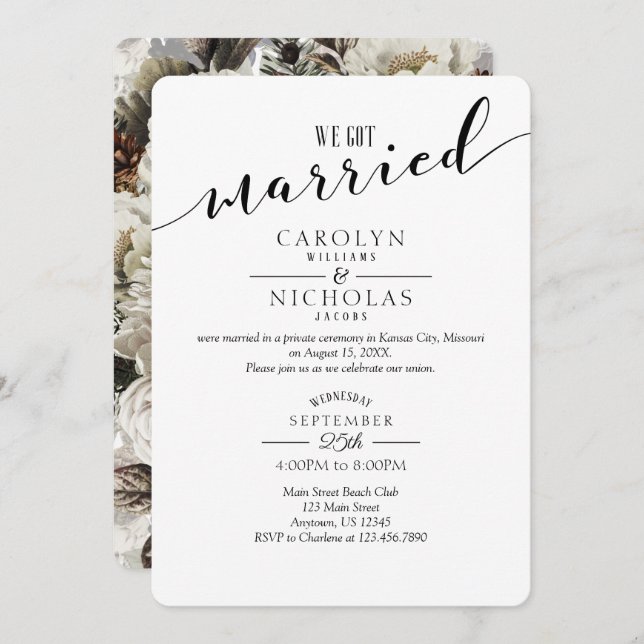 Convite Nos Casamos Com Festa de casamento De Flores De In (Frente/Verso)