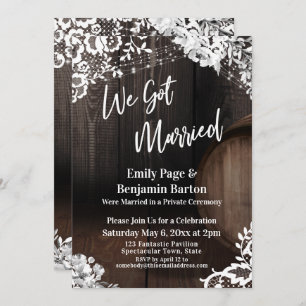 Convite Nos Casamos Com Flores De Lâmpadas De Madeira Rúst