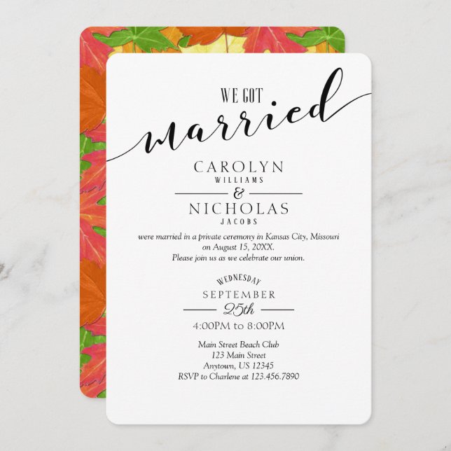 Convite Nos Casamos Na Festa de casamento De outono (Frente/Verso)